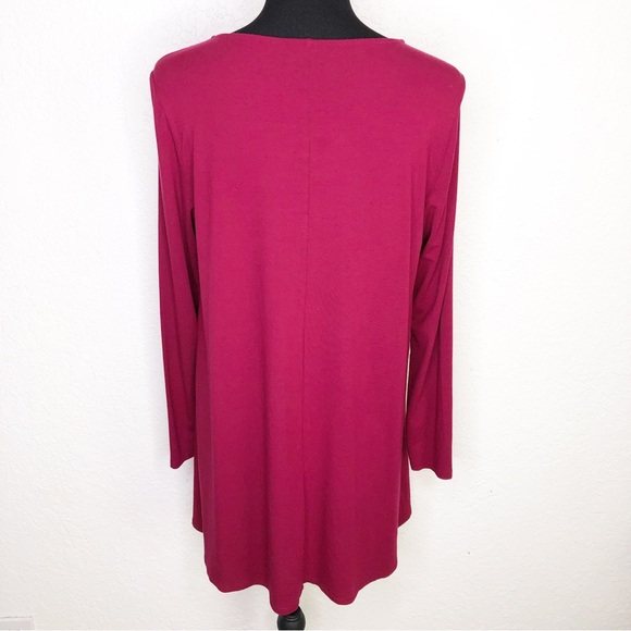 Eileen Fisher wine red long sleeve double slit hem tunic top size Medium - Picture 14 of 14